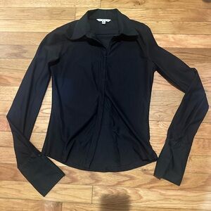 Cabi Black Double Zip Stretch Yoga Jacket Nylon Small